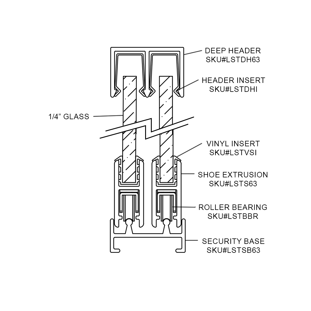 Locking Slide Track Deep Header – 7/16" Channel – 6063-T5 - View 4