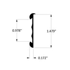 Aluminum Price Tag Molding – Fits 1-1/2" – 1-1/8" Reveal – 6063-T5 - View 2