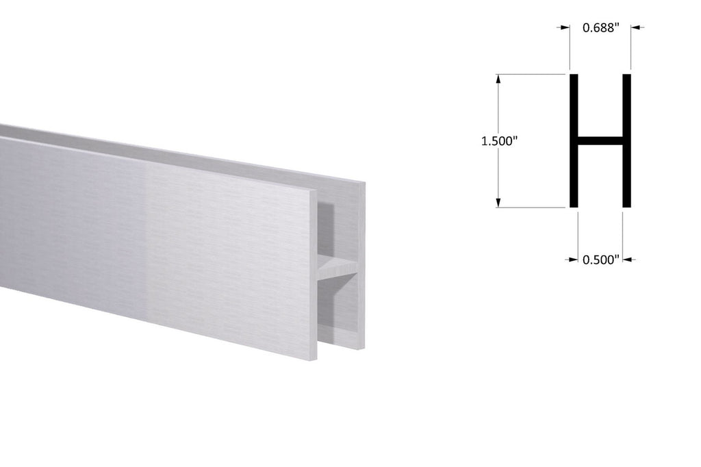 Aluminum H Channel 11/16" x 1-1/2" x 3/32" – Fits 1/2" – 6063-T5 - View 1