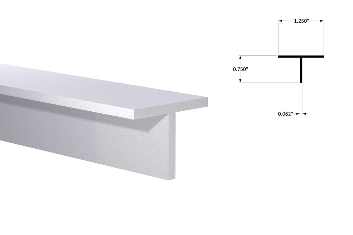 Aluminum T Bar 1-1/4" x 3/4" x 1/16" – 6061-T6 - View 2