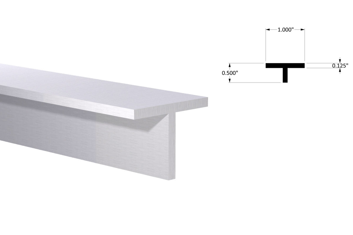 Aluminum T Bar 1" x 1/2" x 1/8" – 6061-T6 - View 2
