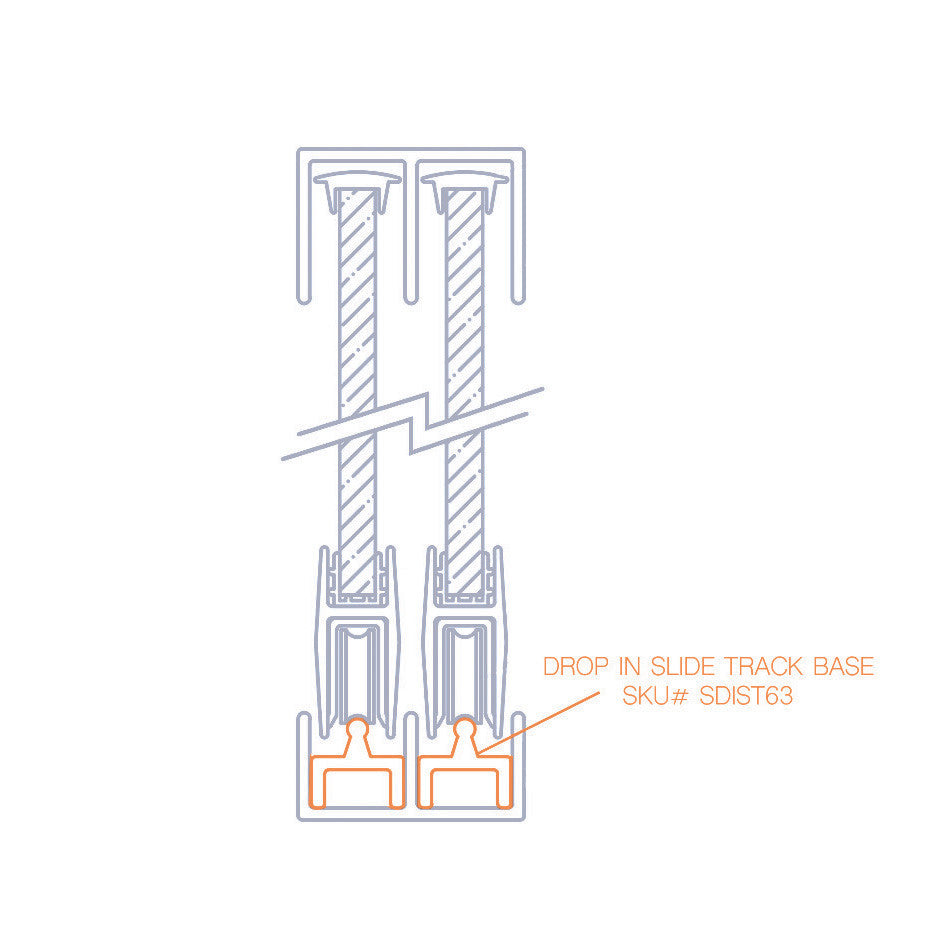 Economy Slide Track Single Drop-In Base – 6063-T5 - View 3