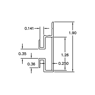 EZ Slatwall System Aluminum Center Track – 6063-T5 - View 3