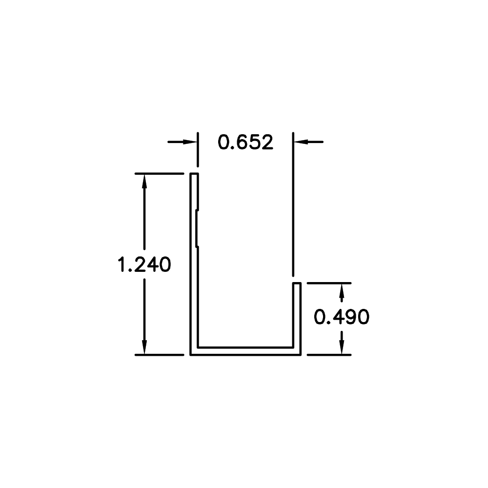 Aluminum J Channel – 1/2" Reveal – Fits 5/8" – 1-1/4" x 1/16" – 6063-T5 - View 2