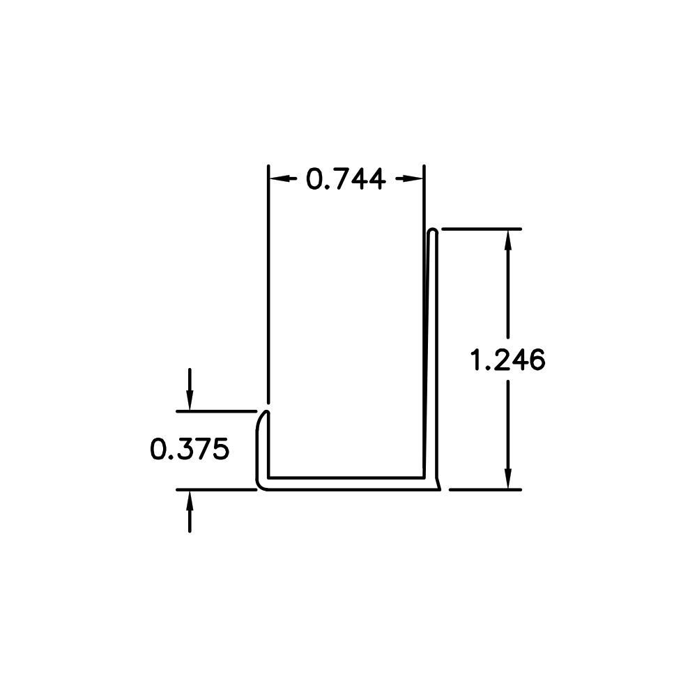Aluminum J Channel – 3/8" Reveal – Fits 3/4" – 1-1/4" x 1/16" – 6063-T5 - View 2