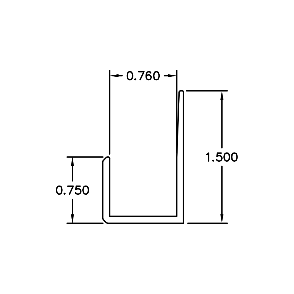 Aluminum J Channel – 3/4" Reveal – Fits 3/4" – 1-1/2" x 5/64" – 6063-T5 - View 2