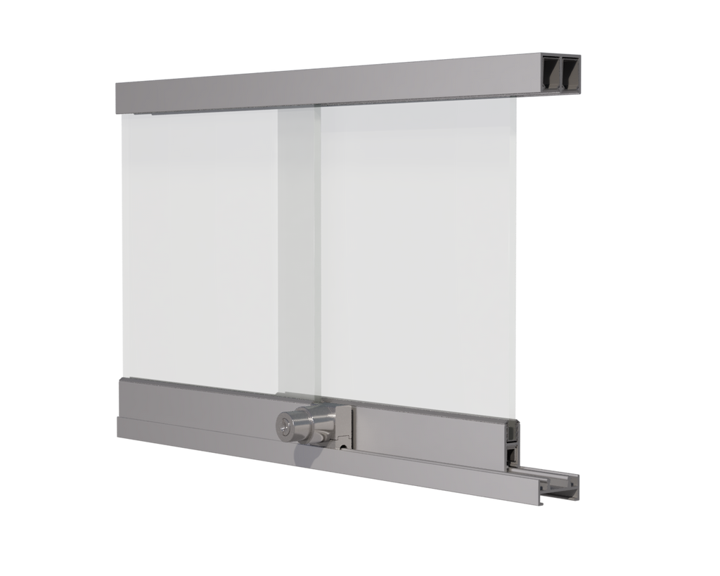 Locking Sliding Door Track Kit for Display Cases – 1/4" Glass or Acrylic – Aluminum - View 1