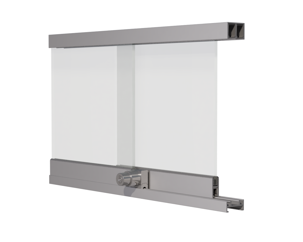 Locking Sliding Door Track Kit for Display Cases – 1/4" Glass or Acrylic – Aluminum - View 1