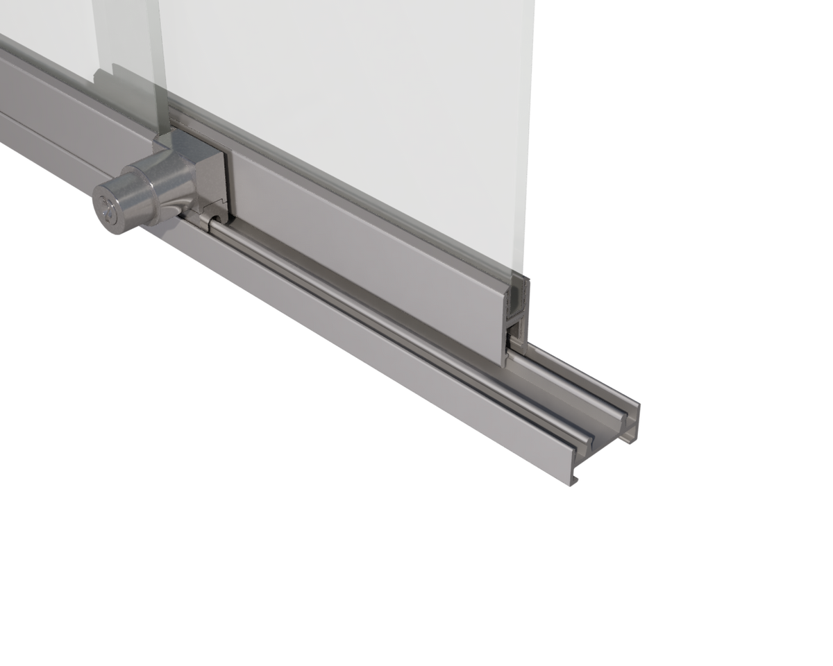Locking Sliding Door Track Kit for Display Cases – 1/4" Glass or Acrylic – Aluminum - View 3