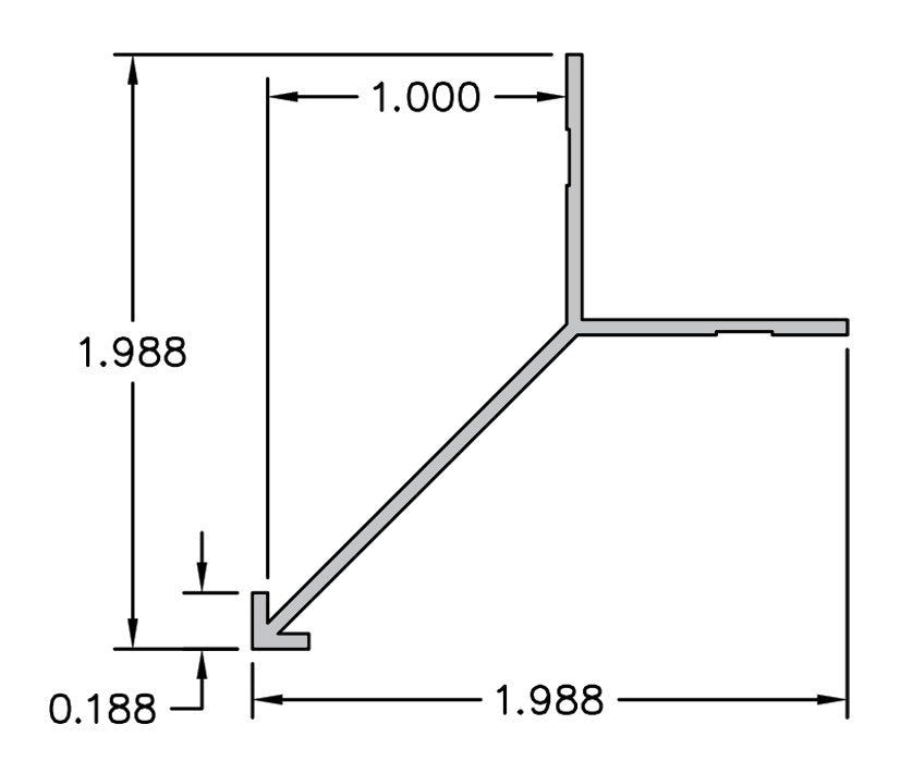 Aluminum Millwork Outside Corner Trim– 3/16" Reveal – 1" Panel  – 6063-T5 - View 2