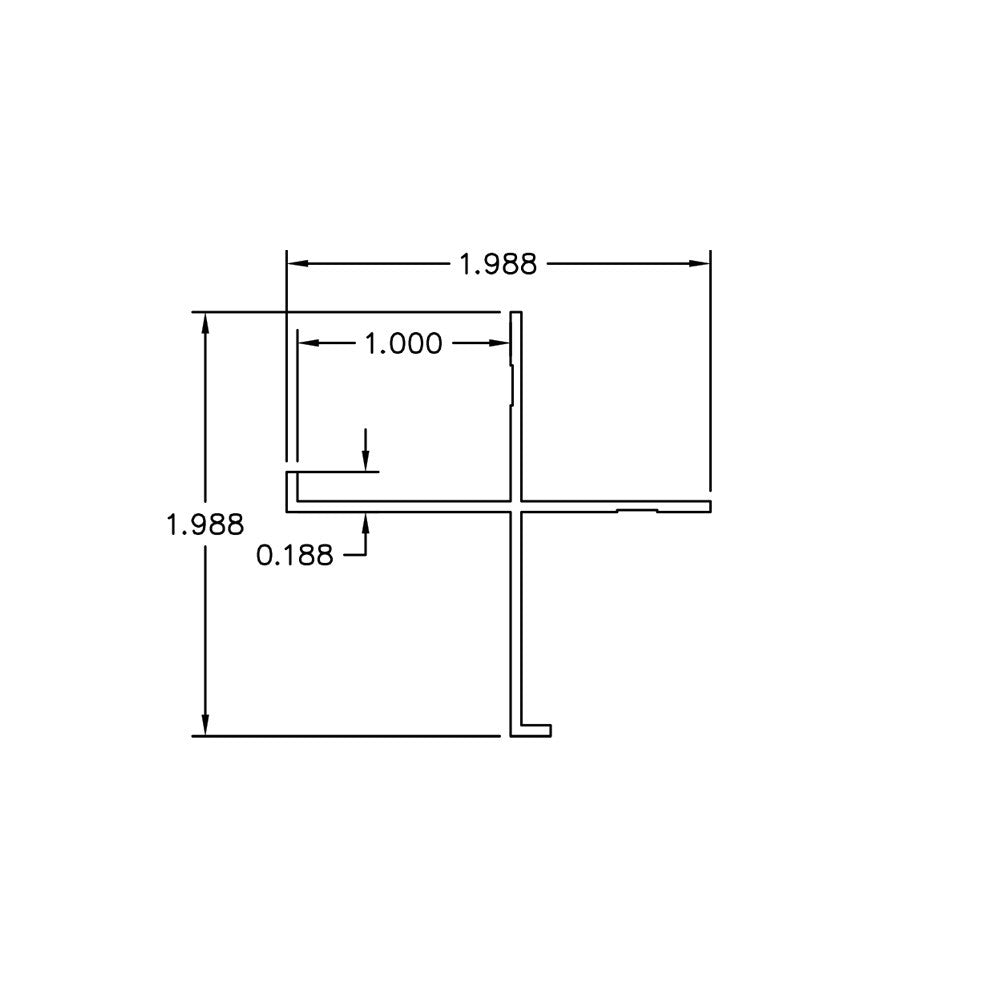 Aluminum Millwork Flanged Outside Corner Trim – 3/16" Reveal – 1" Panel – 6063-T5 - View 3