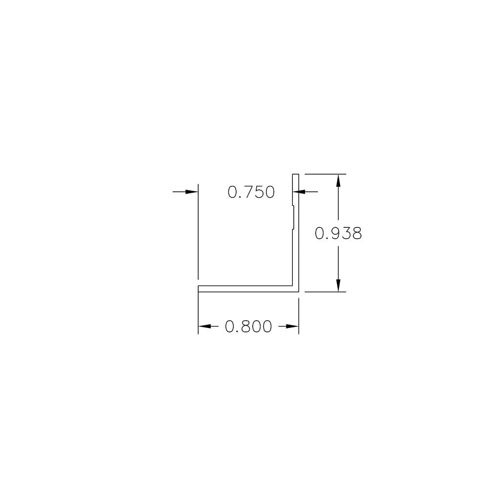 Aluminum Millwork Angle Edge Trim – 1/16" Reveal – 3/4" Panel – 6063-T5 - View 2