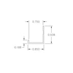 Aluminum J Channel – Millwork – 3/4" Panel – 3/16" Reveal – 6063-T5 - View 2
