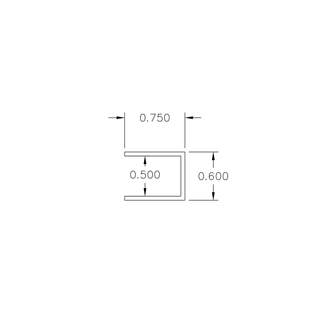 Aluminum Millwork Channel Edge Trim – 1/2" Reveal – 3/4" Panel – 6063-T5 - View 2