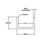Aluminum Radiused U Channel 3/4" x 3/4" x 1/8" – Fits 1/2" – 1/8" Radius – 6063-T5 - View 3