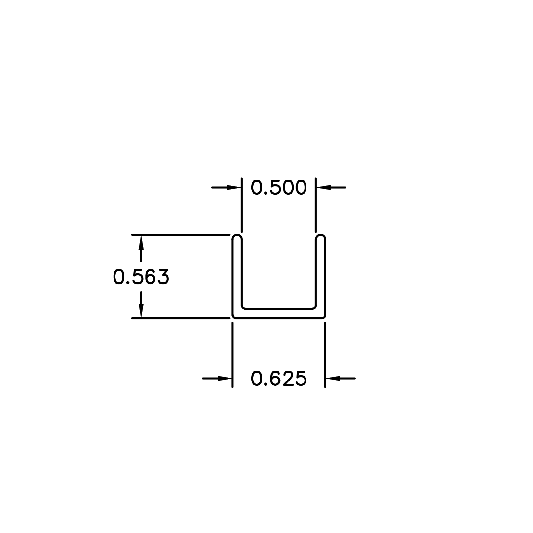 Economy Slide Track Single Drop-In Channel – 1/2" Channel – 6063-T5 - View 3