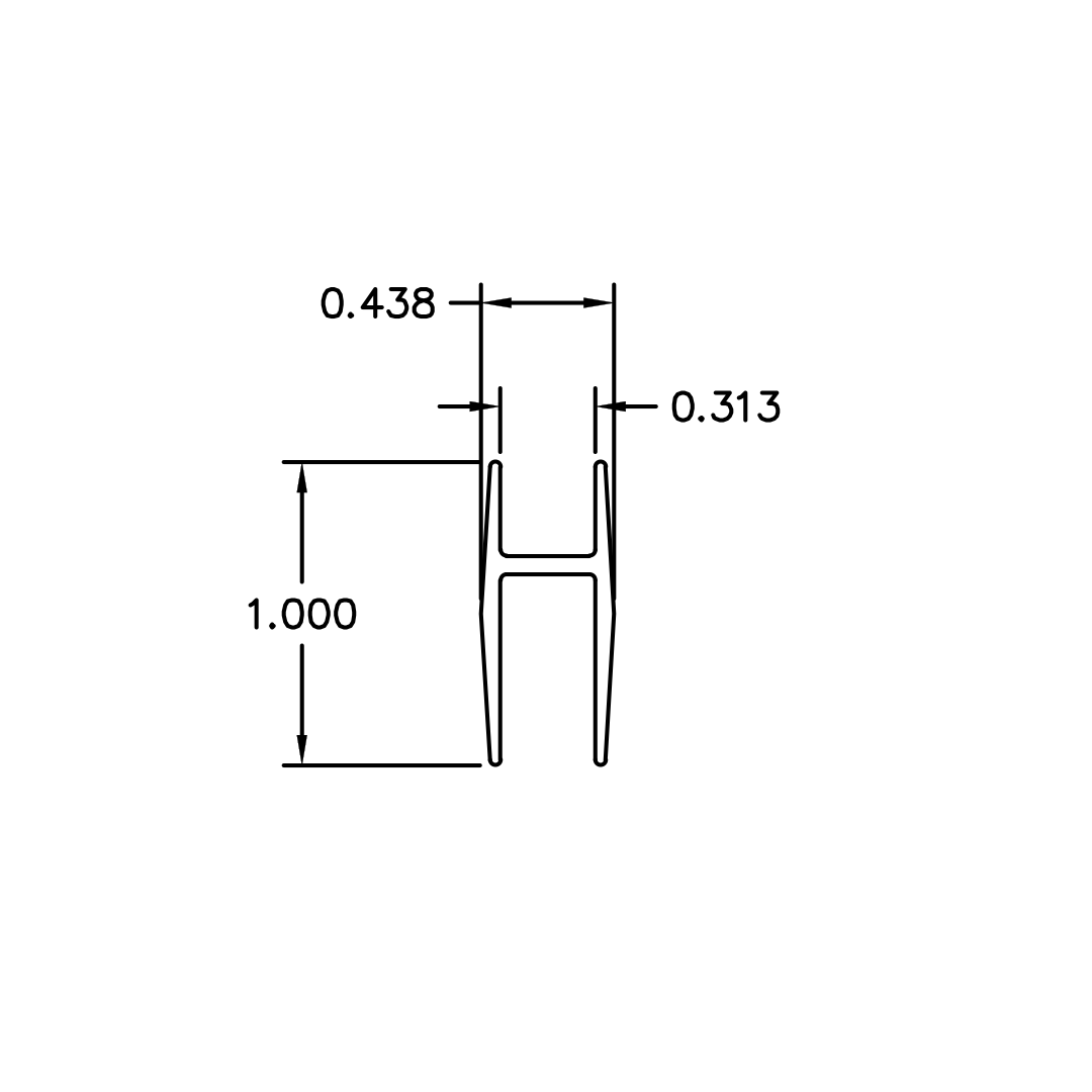 Economy Slide Track Shoe – Fits 1/4" Glass – 6063-T5 - View 4