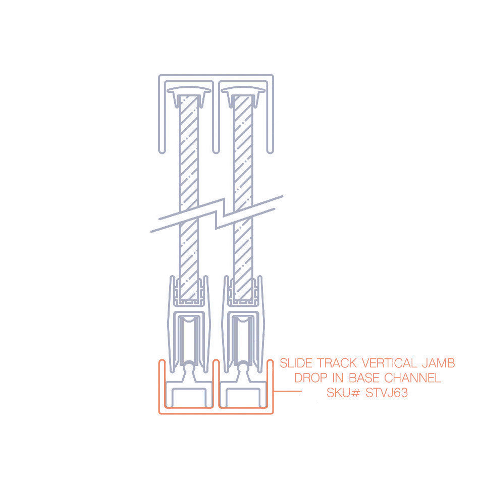 Slide Track Vertical Jamb / Drop-In Base Channel – 1/2" Channel – 6063-T5 - View 3