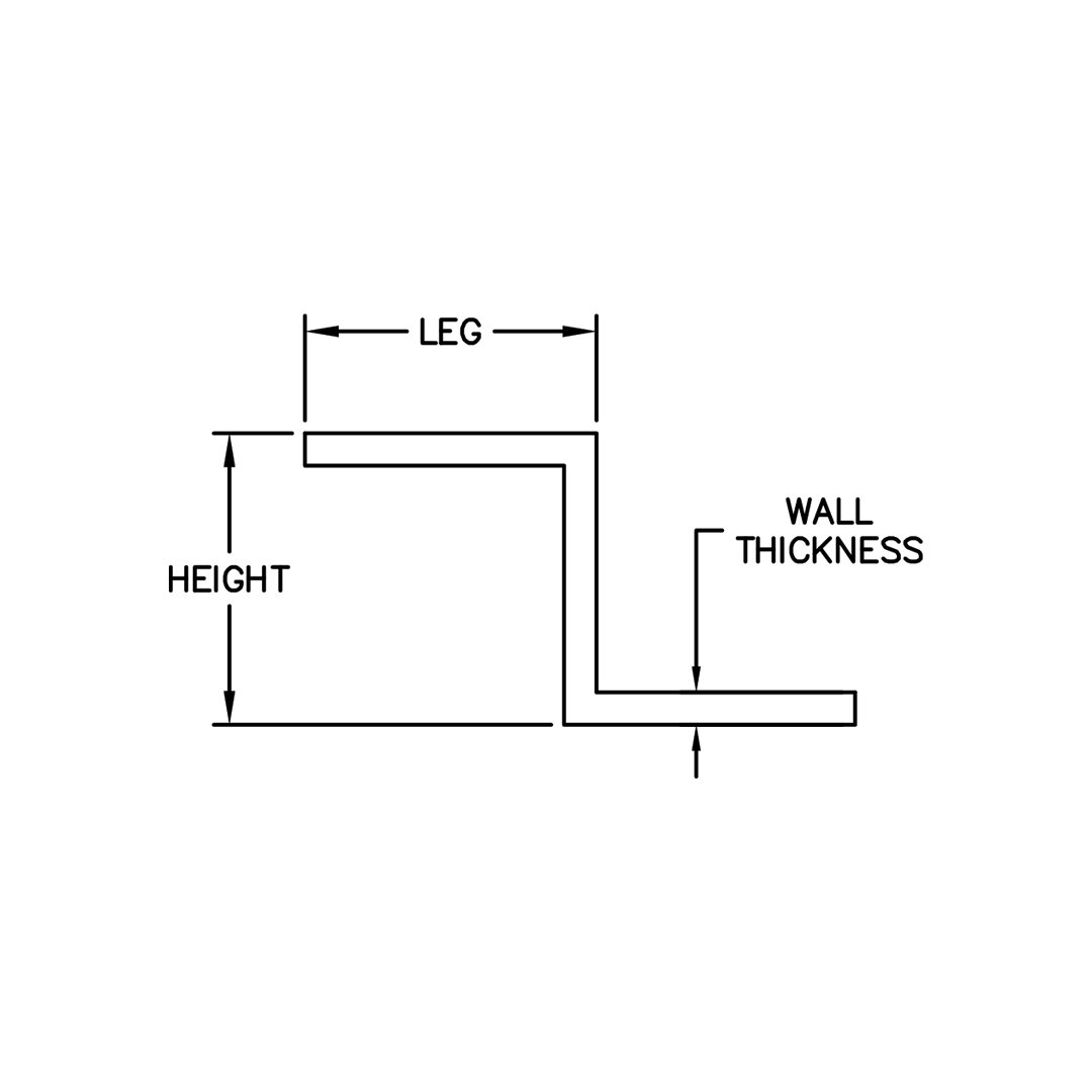 Aluminum Z Bar 3/4" x 1" x 1/8" – 6061-T6 - View 2