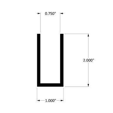 Aluminum U Channel 1" x 2" x 1/8" – Fits 3/4" – 6063-T5 - View 2