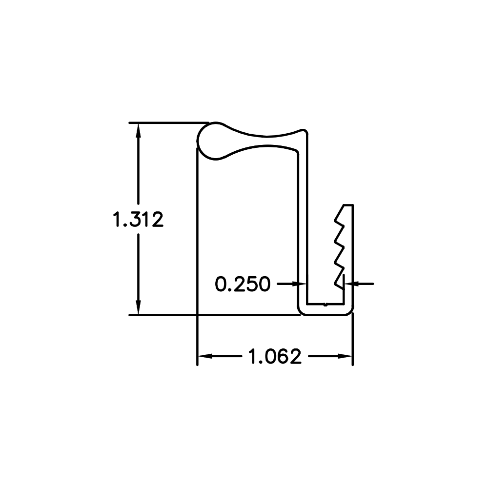 Millwork Slide Track Wraparound Finger Pull – Fits 1/4" Panels – 6063-T5 - View 3
