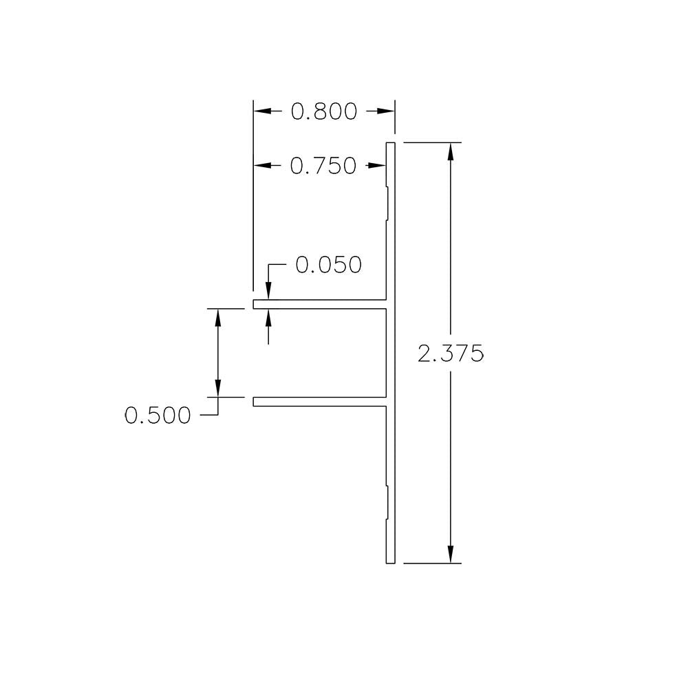 Aluminum Millwork Divider Reveal Trim – 3/4" Panel – 6063-T5 - View 2