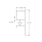 Aluminum Millwork Flanged Divider Reveal Trim – 3/4" Panel – 6063-T5 - View 2