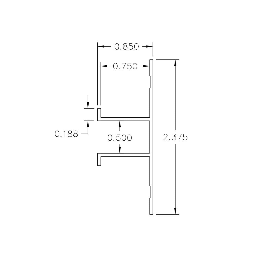 Aluminum Millwork Flanged Divider Reveal Trim – 3/4" Panel – 6063-T5 - View 2