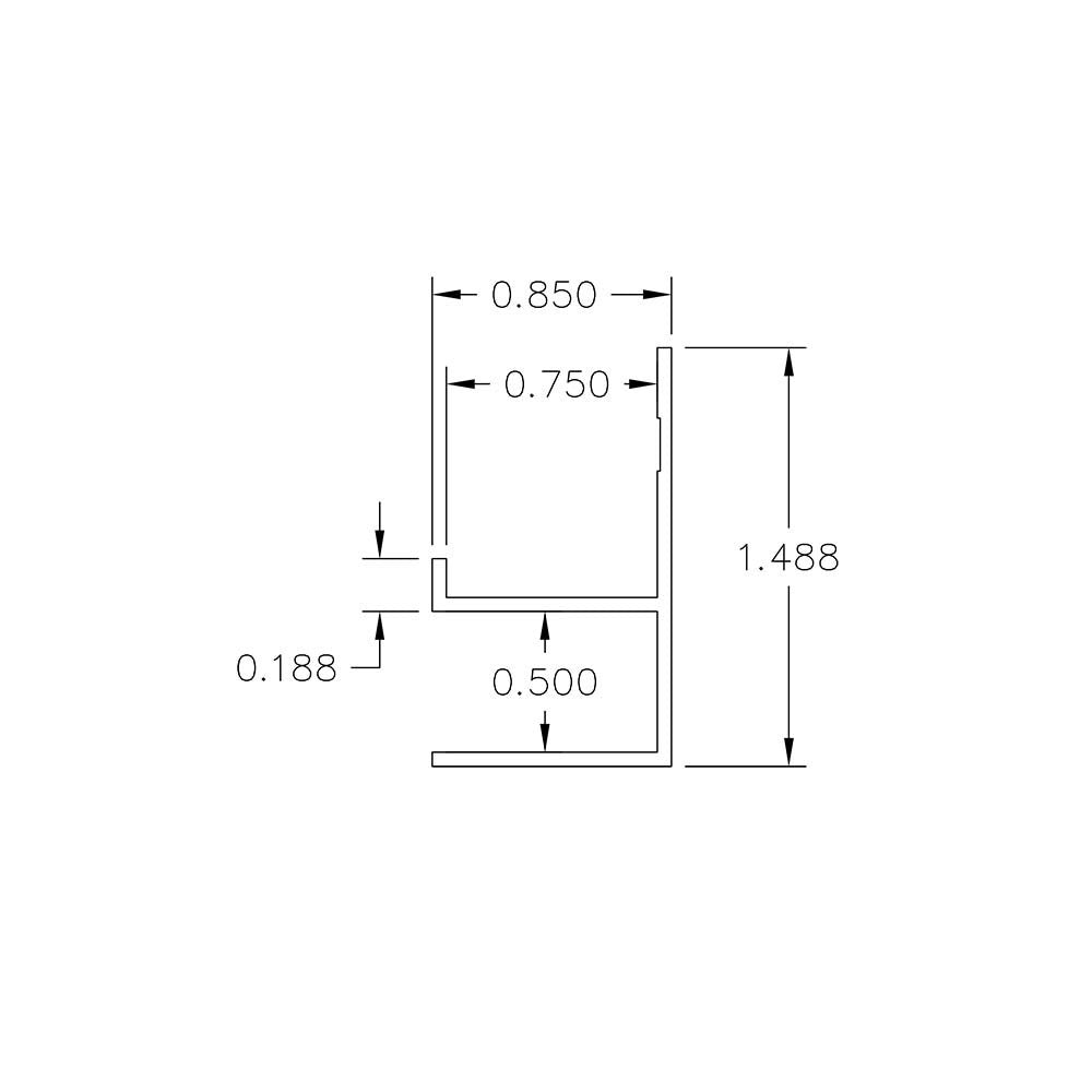 Aluminum Millwork Flanged F Reveal Trim – 3/4" Panel – 1/2" Reveal – 6063-T5 - View 2