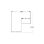 Aluminum Millwork Inside Corner Trim– 1/16" Reveal – 3/4" Panel  – 6063-T5 - View 2