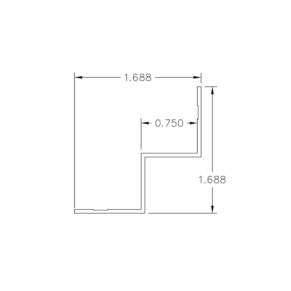 Aluminum Millwork Inside Corner Trim– 1/16" Reveal – 3/4" Panel  – 6063-T5 - View 2
