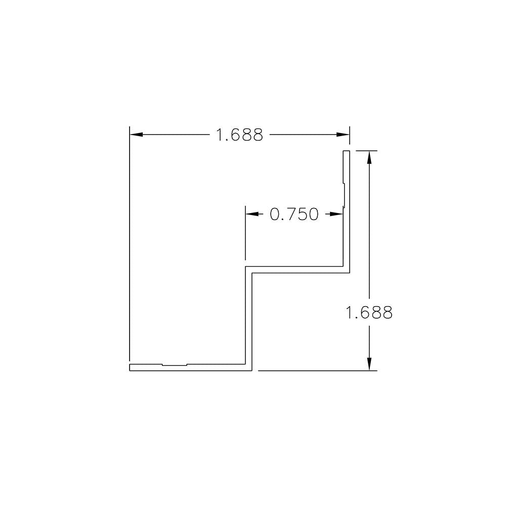 Aluminum Millwork Inside Corner Trim – 1/16" Reveal – 1" Panel – 6063-T5 - View 2