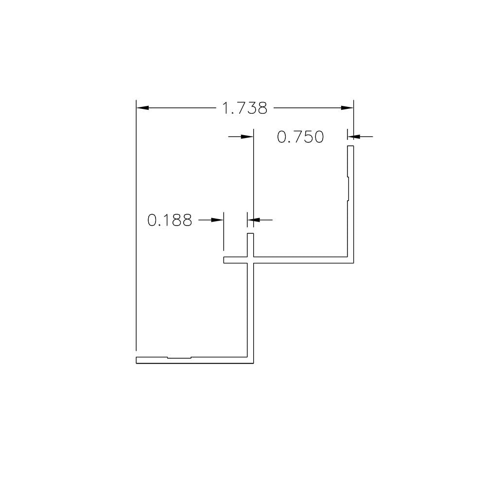 Aluminum Millwork Flanged Inside Corner Trim – 3/16" Reveal – 1" Panel – 6063-T5 - View 2