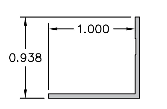 Aluminum Millwork Angle Edge Trim – 1/16" Reveal – 1" Panel – 6063-T5 - View 3