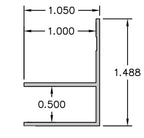 Aluminum Millwork F Reveal Trim – 1/2" Reveal – 1" Panel  – 6063-T5 - View 3