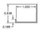 Aluminum J Channel – Millwork – 1" Panel – 3/16" Reveal – 6063-T5 - View 3