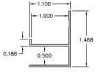 Aluminum Millwork Flanged F Reveal Trim – 1" Panel – 1/2" Reveal – 6063-T5 - View 3