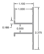 Aluminum Millwork Flanged Divider Reveal Trim – 1" Panel – 6063-T5 - View 3
