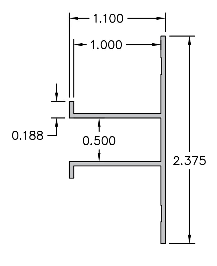 Aluminum Millwork Flanged Divider Reveal Trim – 1" Panel – 6063-T5 - View 3