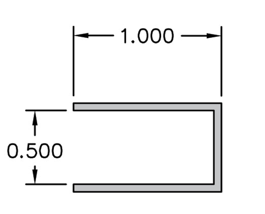 Aluminum Millwork Channel Edge Trim – 1/2" Reveal – 1" Panel – 6063-T5 - View 3