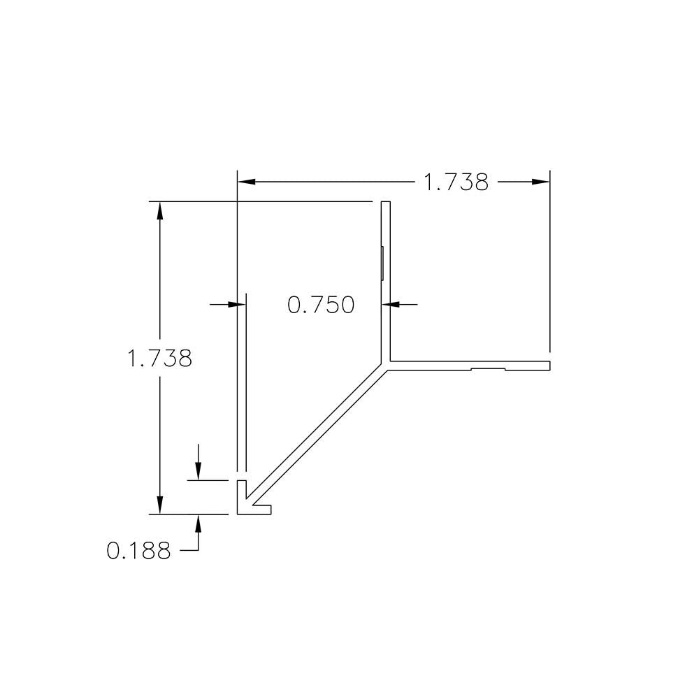 Aluminum Millwork Outside Corner Trim – 3/16" Reveal – 3/4" Panel – 6063-T5 - View 2