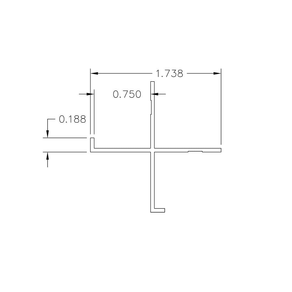 Aluminum Millwork Flanged Outside Corner Trim – 3/16" Reveal – 3/4" Panel – 6063-T5 - View 2
