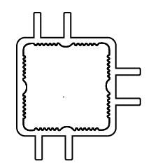 Press Fit Tube – Triple Slotted T-Intersection – Fits 1" Tube – Fits 1/4" Panel – 6063-T5 - View 2