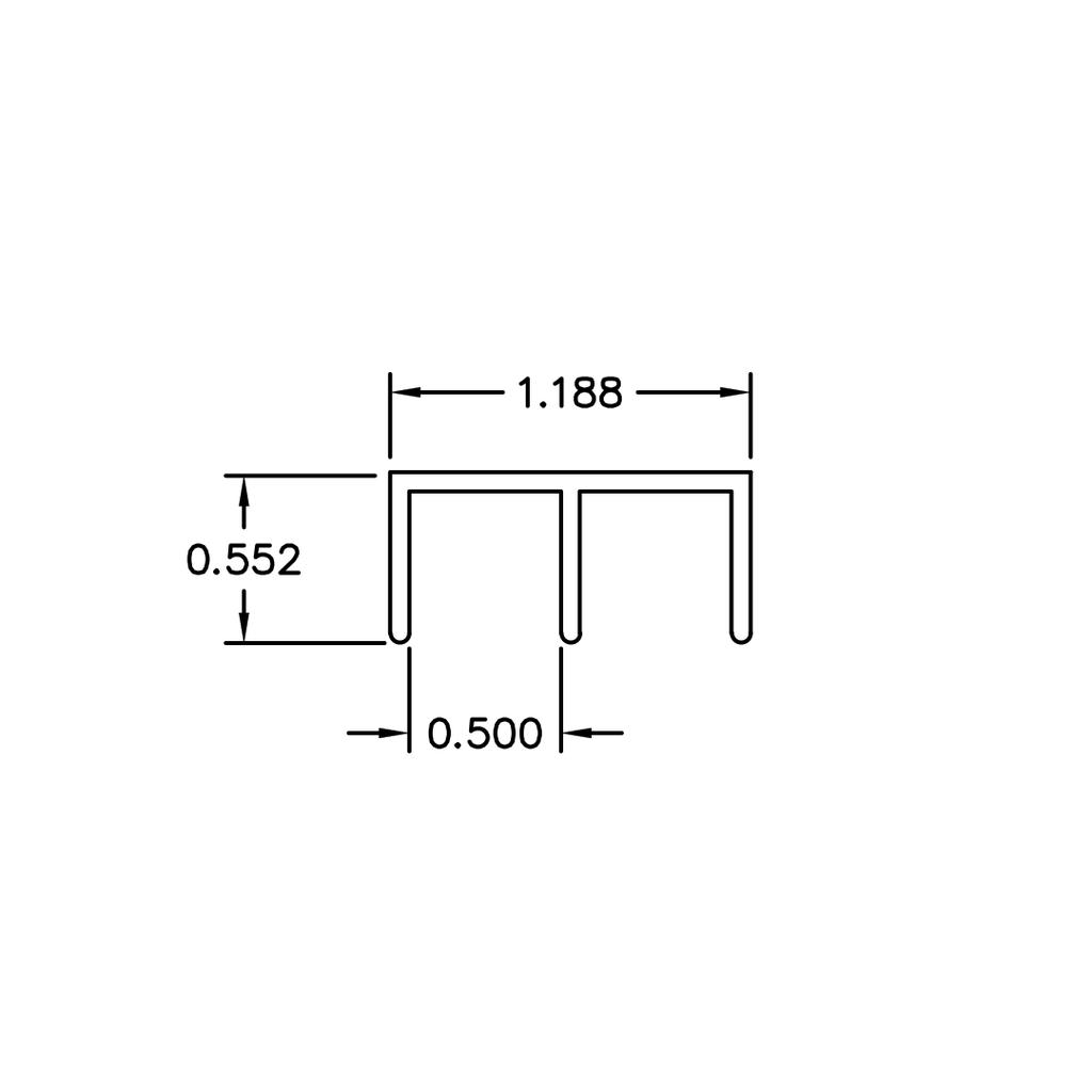 Slide Track Vertical Jamb / Drop-In Base Channel – 1/2" Channel – 6063-T5 - View 4
